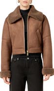 English Factory Faux Shearling Trim Moto Jacket