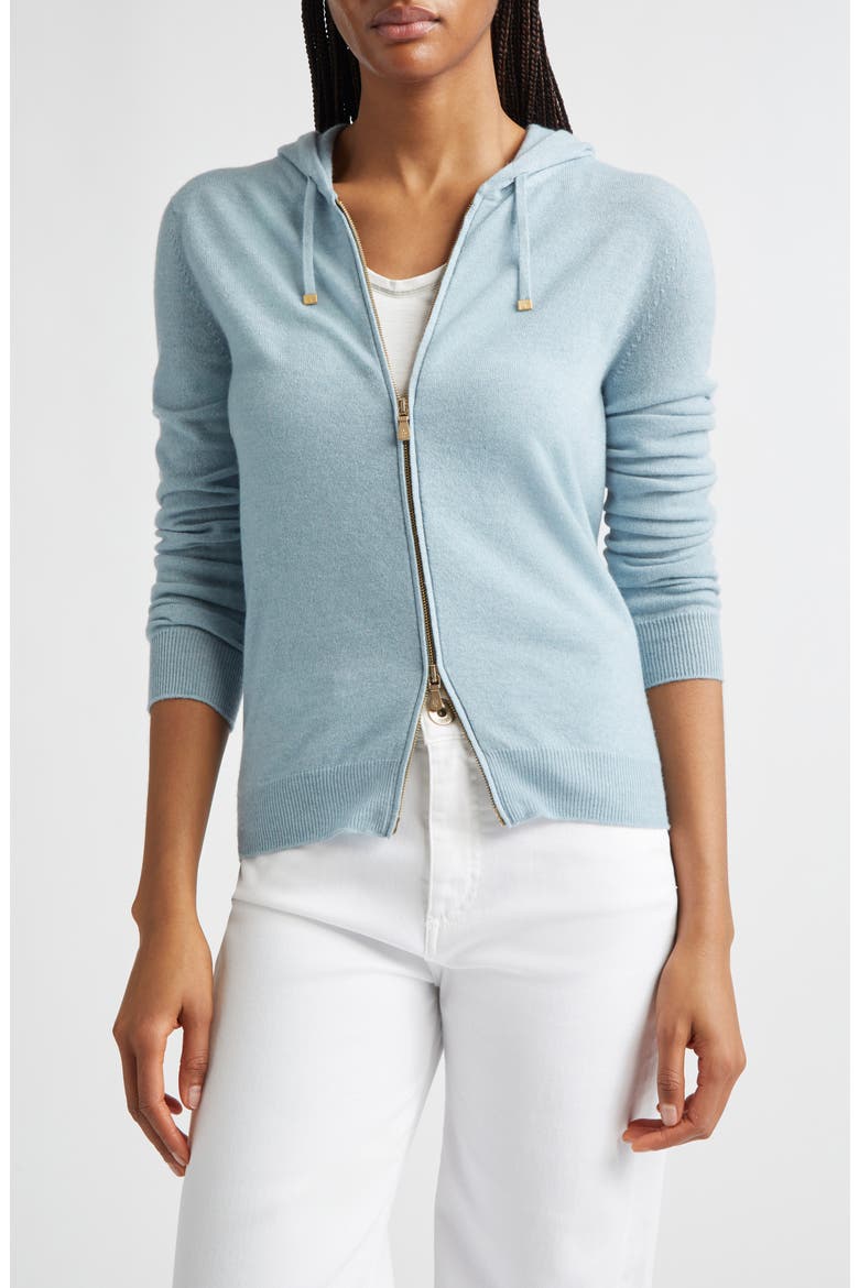Cashmere Zip Hoodie, Main, color, 175 AQUA