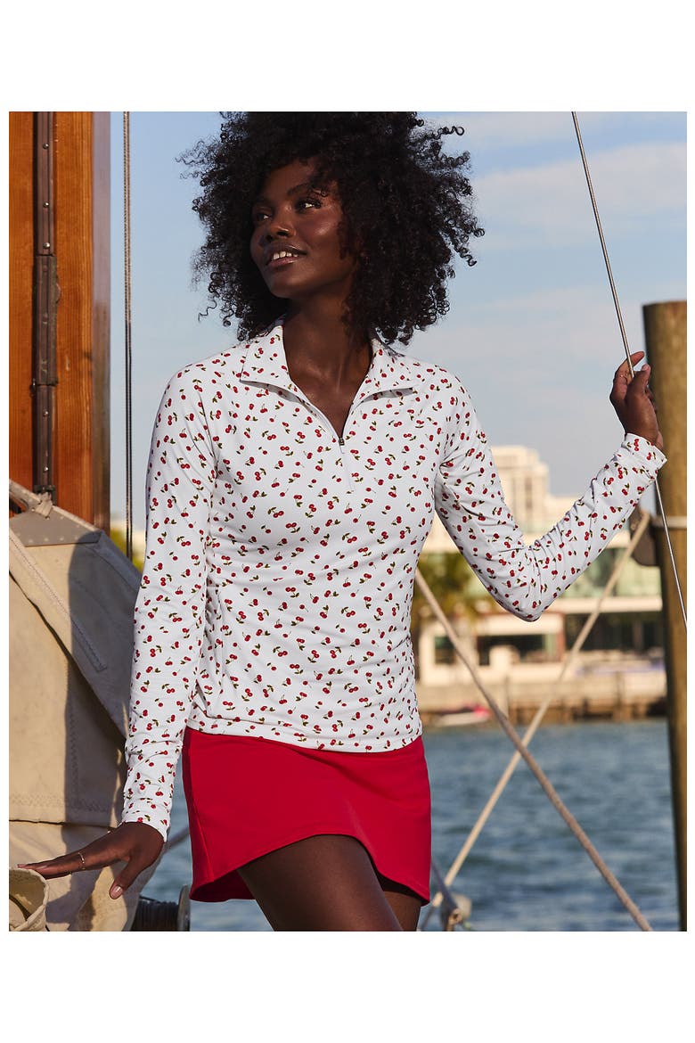 Long Sleeve Rash Guard Cover-up UPF 50, Alternate, color, Cherry Jam Cherries/White