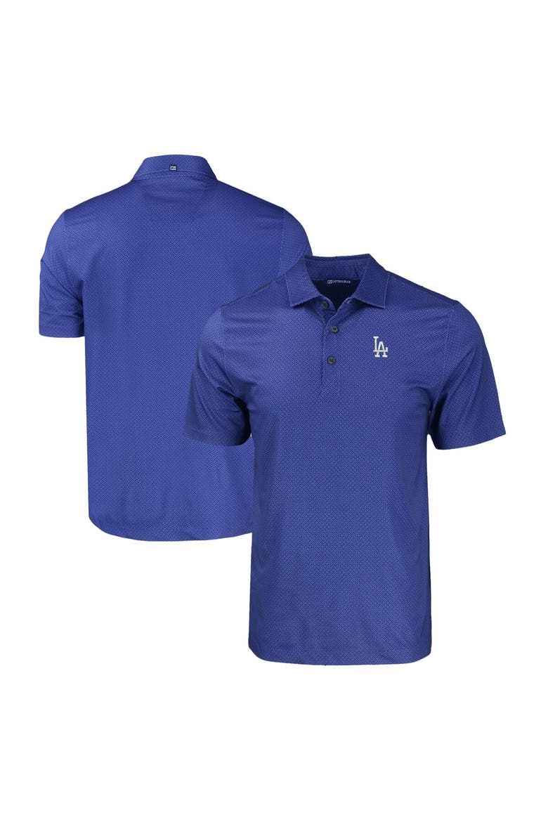 Men's Cutter & Buck Royal Los Angeles Dodgers Big & Tall Pike Eco Tonal Geo Print Stretch Recycled Polo, Alternate, color, Royal