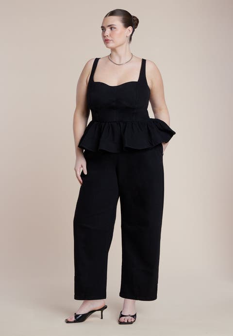 Peplum Barrel Leg Jumpsuit (Plus)