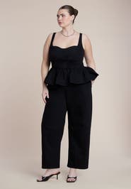 ELOQUII Peplum Barrel Leg Jumpsuit