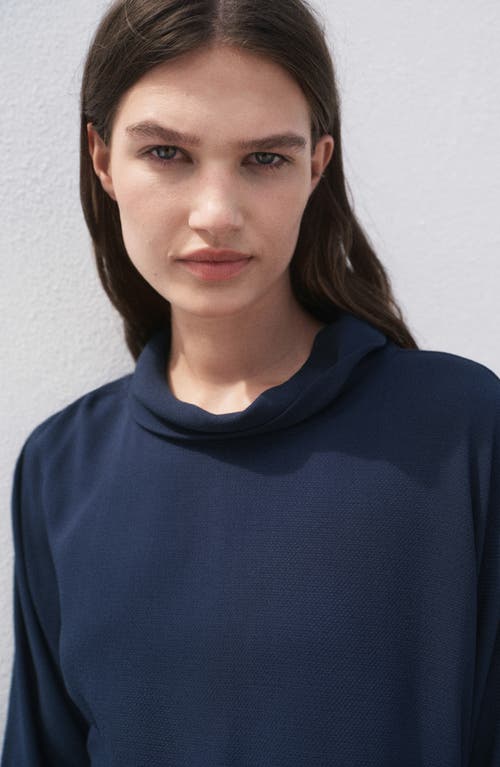 Mango Oversized Flowing Blouse Navy In Blue