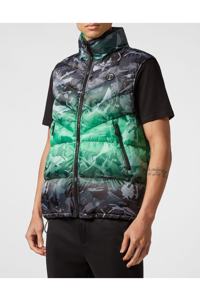Short Vest Camouflage Men, Main, color, black+greenfluo