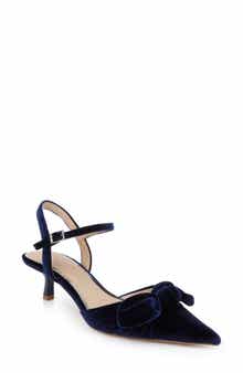 Jewel Badgley Mischka Ember Ankle Strap Pointed Toe Kitten Heel Pump