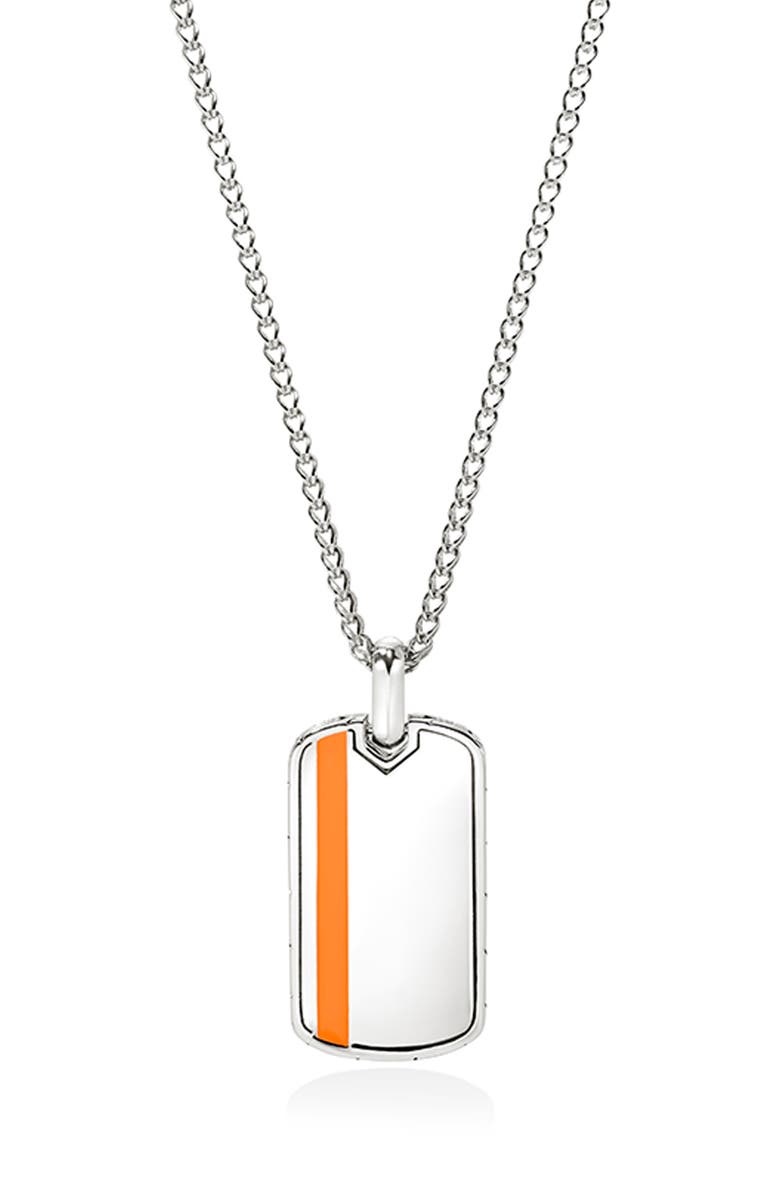 John Hardy TAG NECKLACE STERLING SILVER ENAMEL, Main, color, Orange