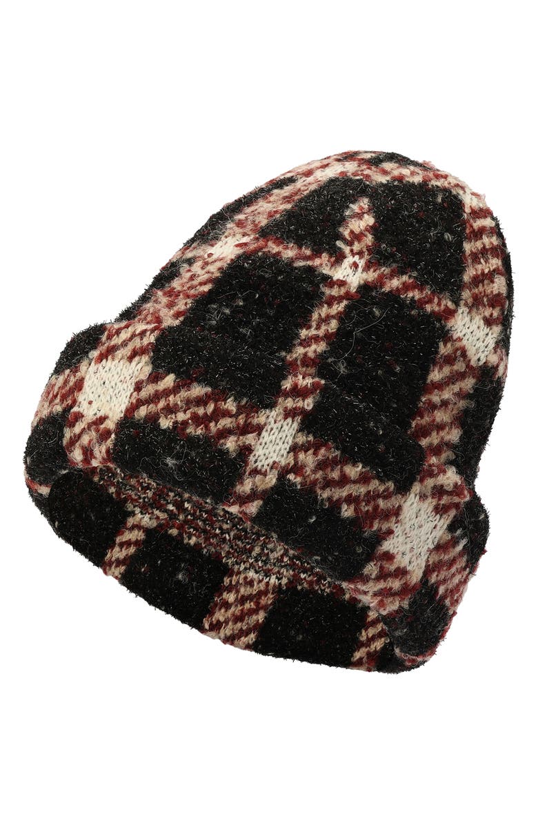 Kate Spade New York Park Ave Plaid Beanie, Alternate, color, Black