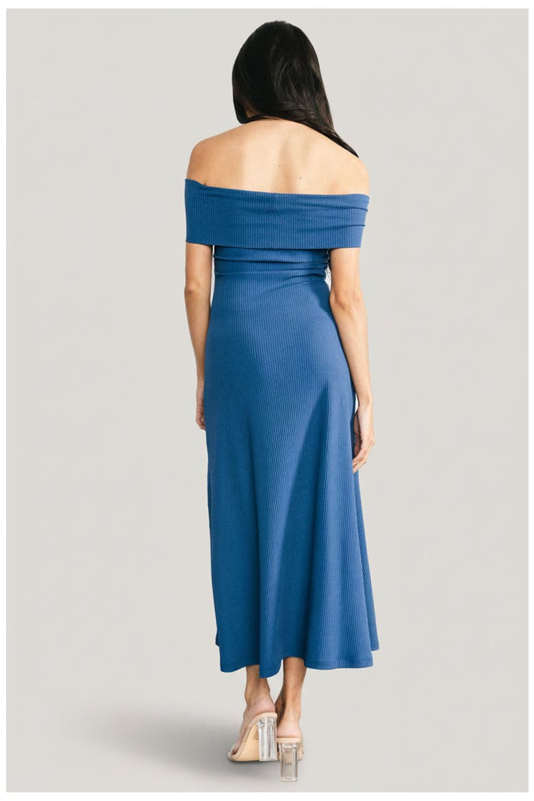 Kay Off Shoulder Midi Dress, Alternate, color, Navy