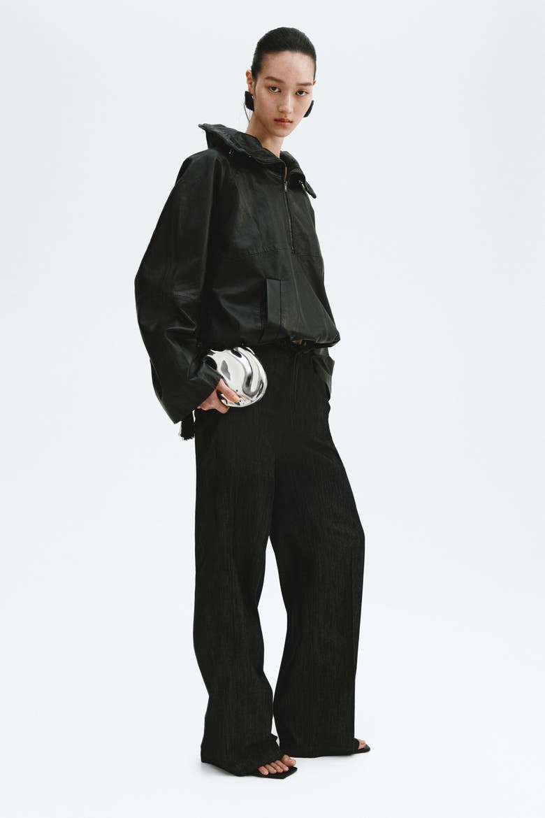 Denim Drawstring Pants, Alternate, color, Washed black