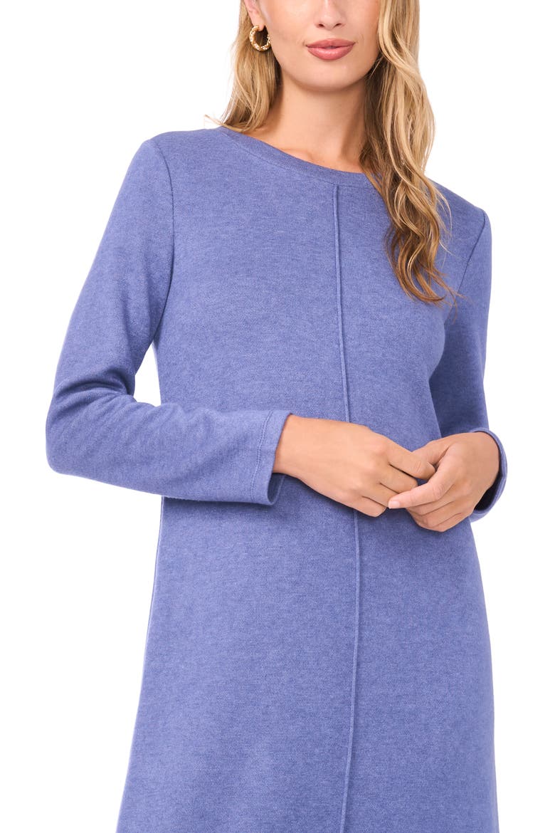 Exposed Center Seam Long Sleeve Midi Sweater Dress, Alternate, color, DENIM HEATHER