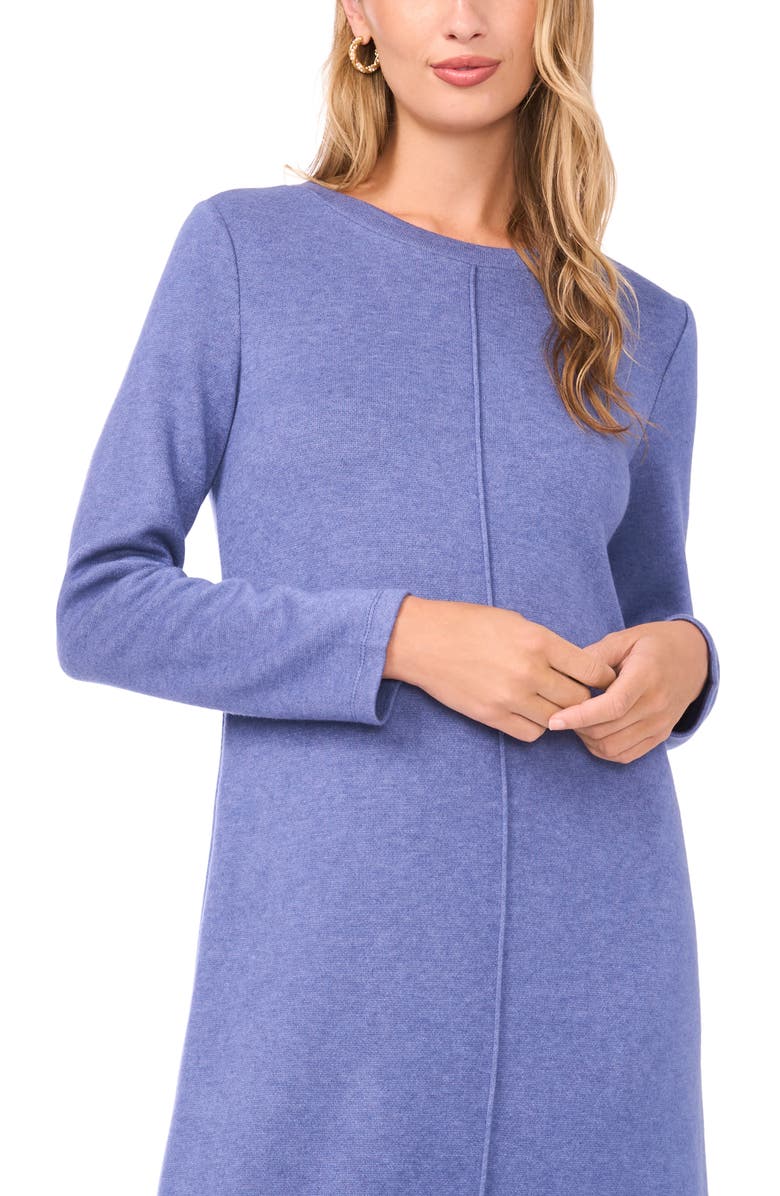 Vince Camuto Exposed Center Seam Long Sleeve Midi Sweater Dress, Alternate, color, Denim Heather