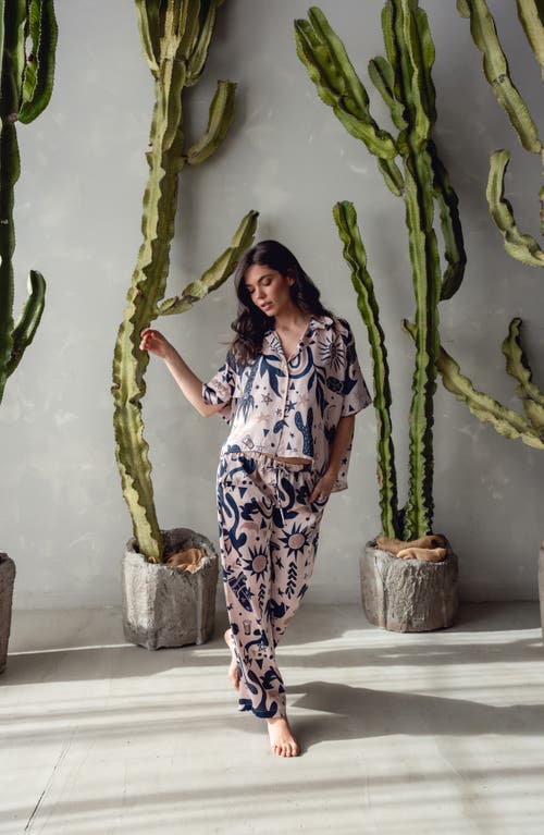 Midnight Bakery Tequila Sun Satin Pajamas In Pink