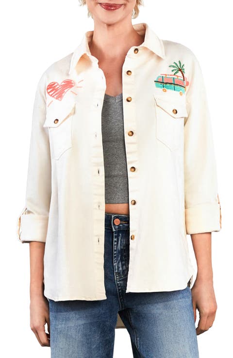 Weekend Warrior Embroidered Button-Up Shirt