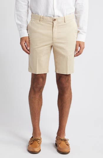 Scott Barber Microsanded Cotton Stretch Twill Shorts In Brown