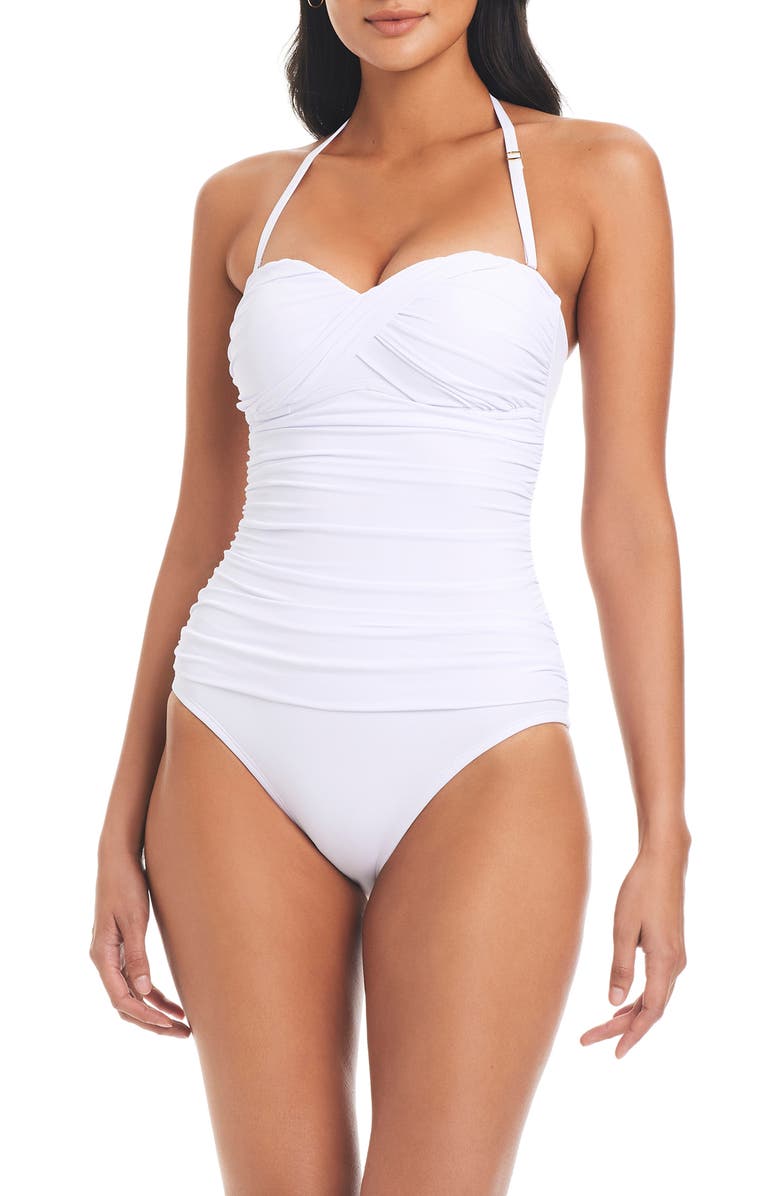 BLEU by Rod Beattie Kore Twist One-Piece Swimsuit, Main, color, White