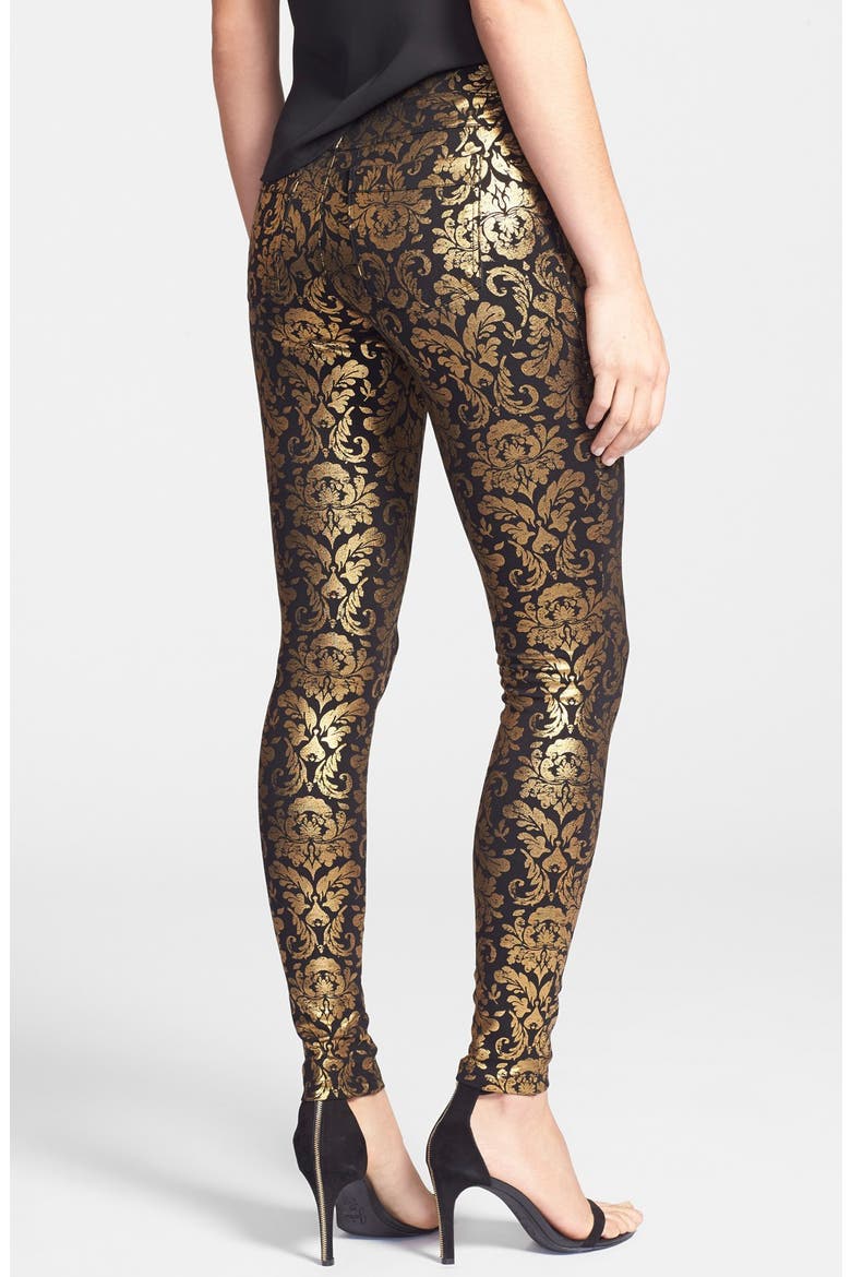 Foiled Ponte Knit Leggings, Alternate, color, GOLD