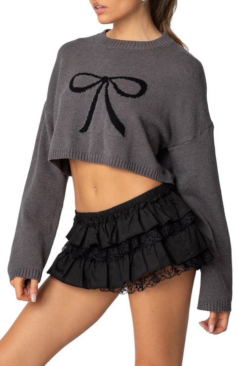Bow Crewneck Crop Sweater