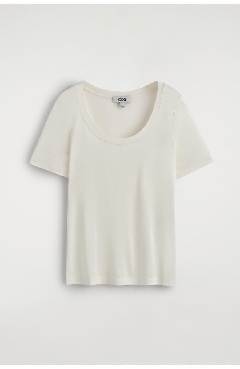 COS Slim Silk T-Shirt, Alternate, color, Ivory