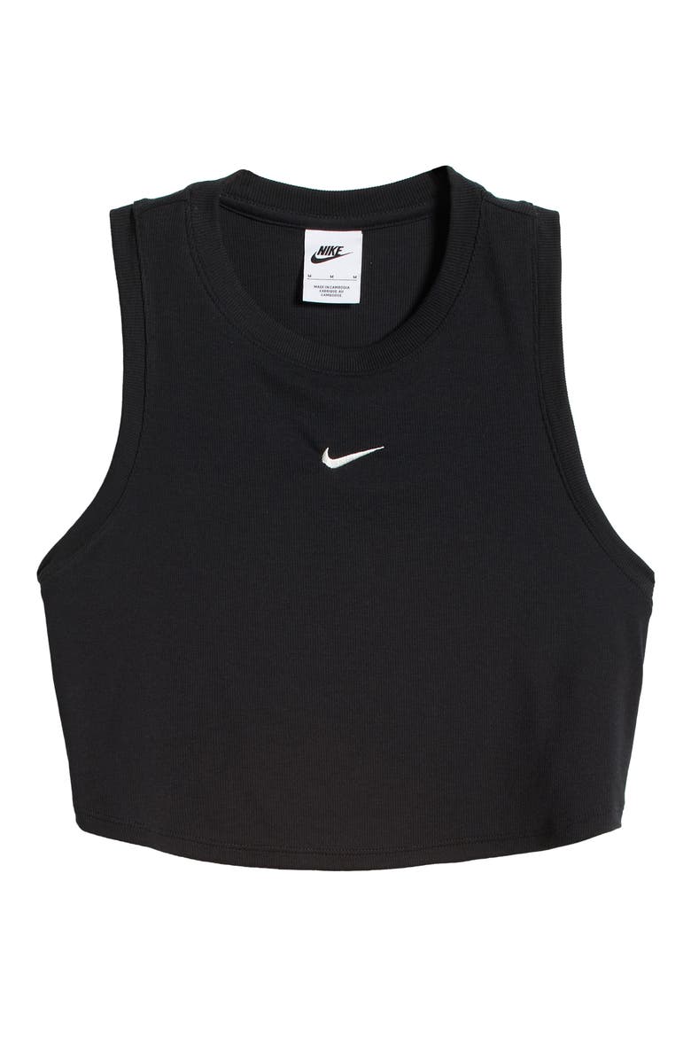 Sportswear Essential Rib Crop Tank, Alternate, color, BLACK/ SAIL