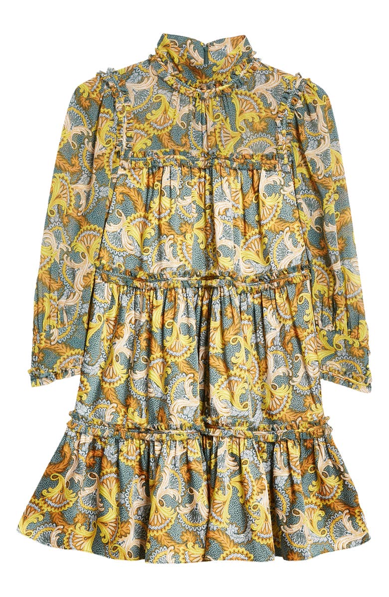 Cinq à Sept Brady Paisley Ruffle Tiered Babydoll Dress, Alternate, color, Eucalyptus Multi