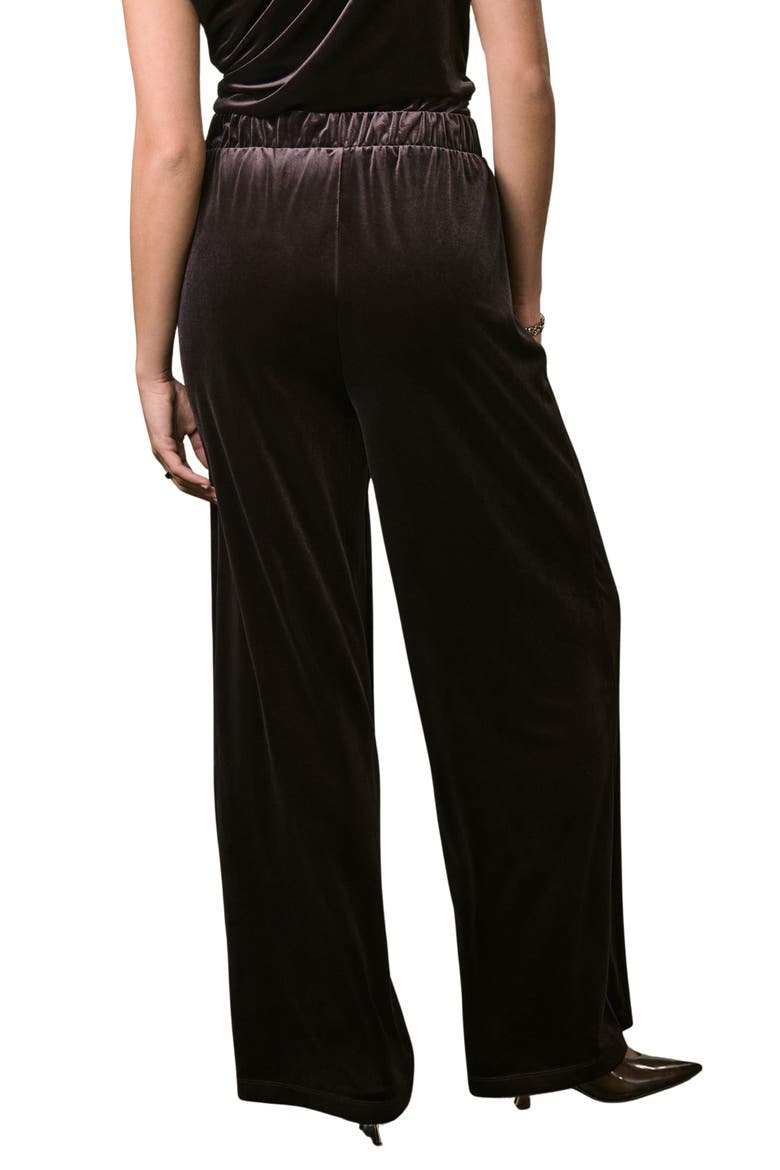 Stretch Velvet Wide Leg Pants, Alternate, color, MOCHA BROWN