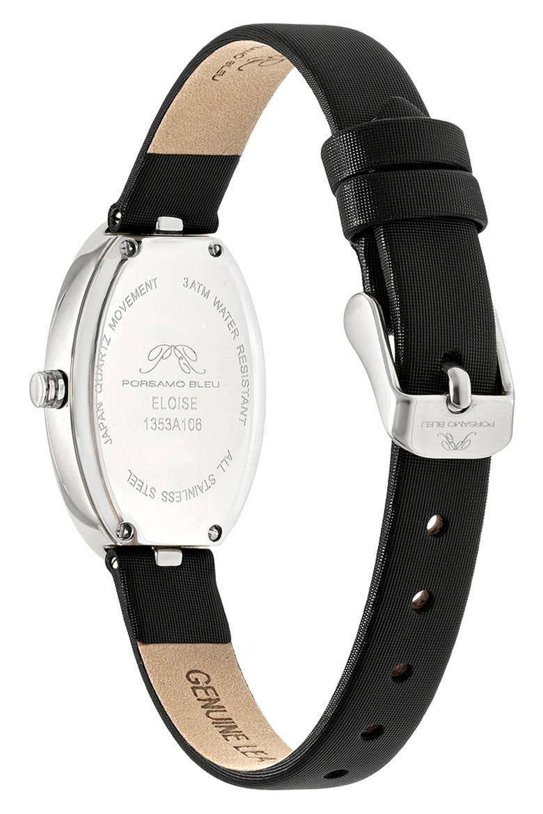 Women's Eloise Oval Guilloche Dial Leather Watch, Alternate, color, WHITE/ BLACK