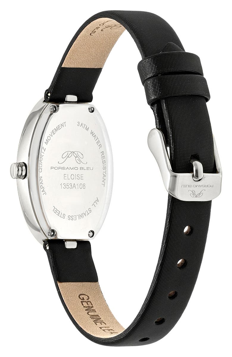 PORSAMO BLEU Women's Eloise Oval Guilloche Dial Leather Watch, Alternate, color, White/ Black