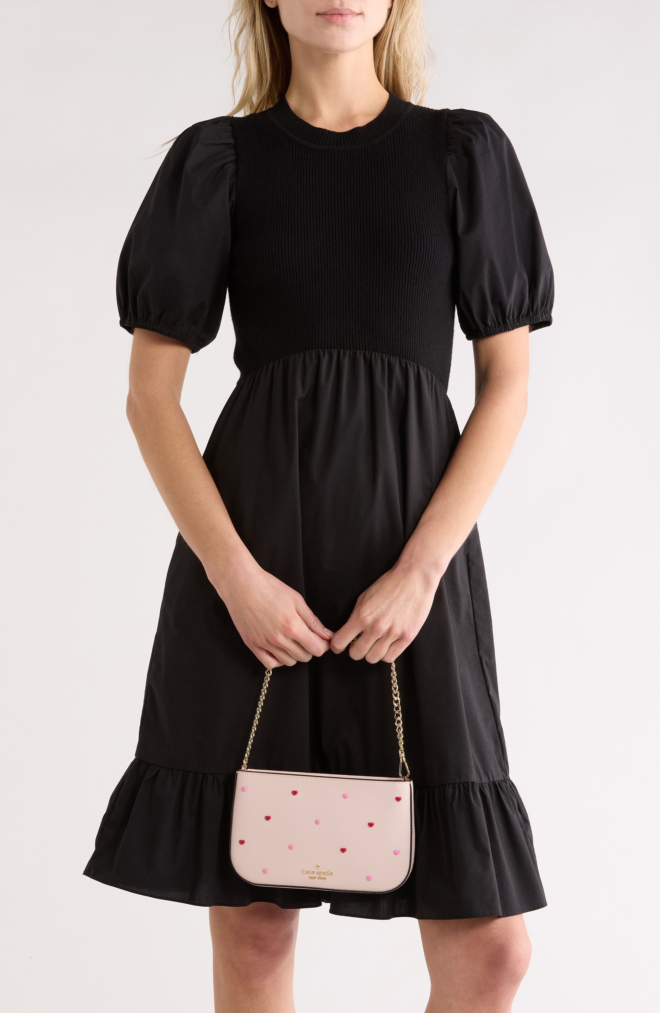 Kate Spade New York heart pochette shoulder bag, Alternate, color, Powdered Sugar