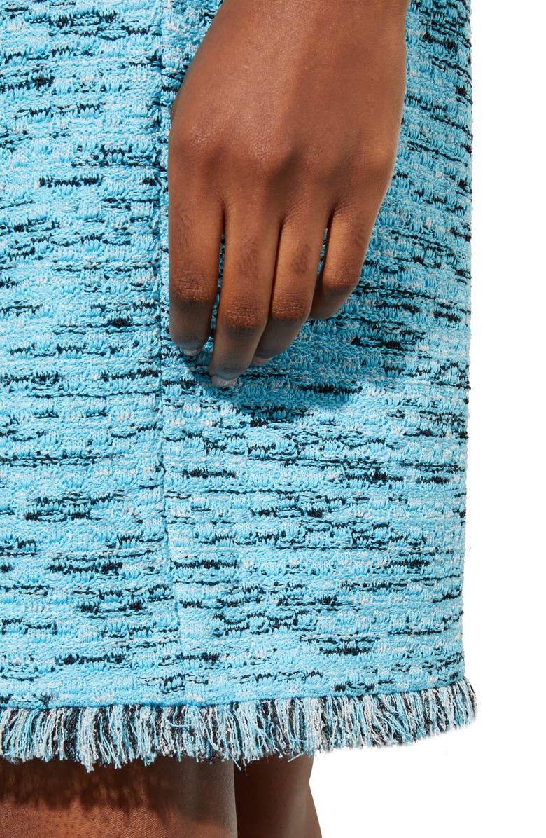 Ming Wang Fringe Trim Tweed Pull-On Bermuda Shorts, Alternate, color, Dw Bl/ Hz/ Bwh