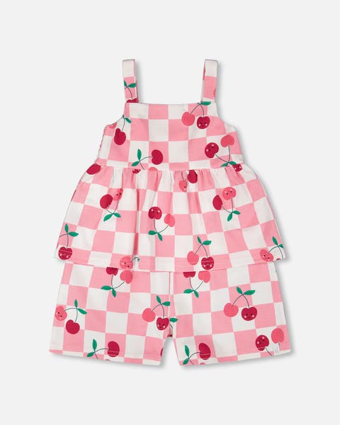 Organic Cotton Jersey Cherries Sleeveless Romper (Toddler, Little Kid & Big Kid)