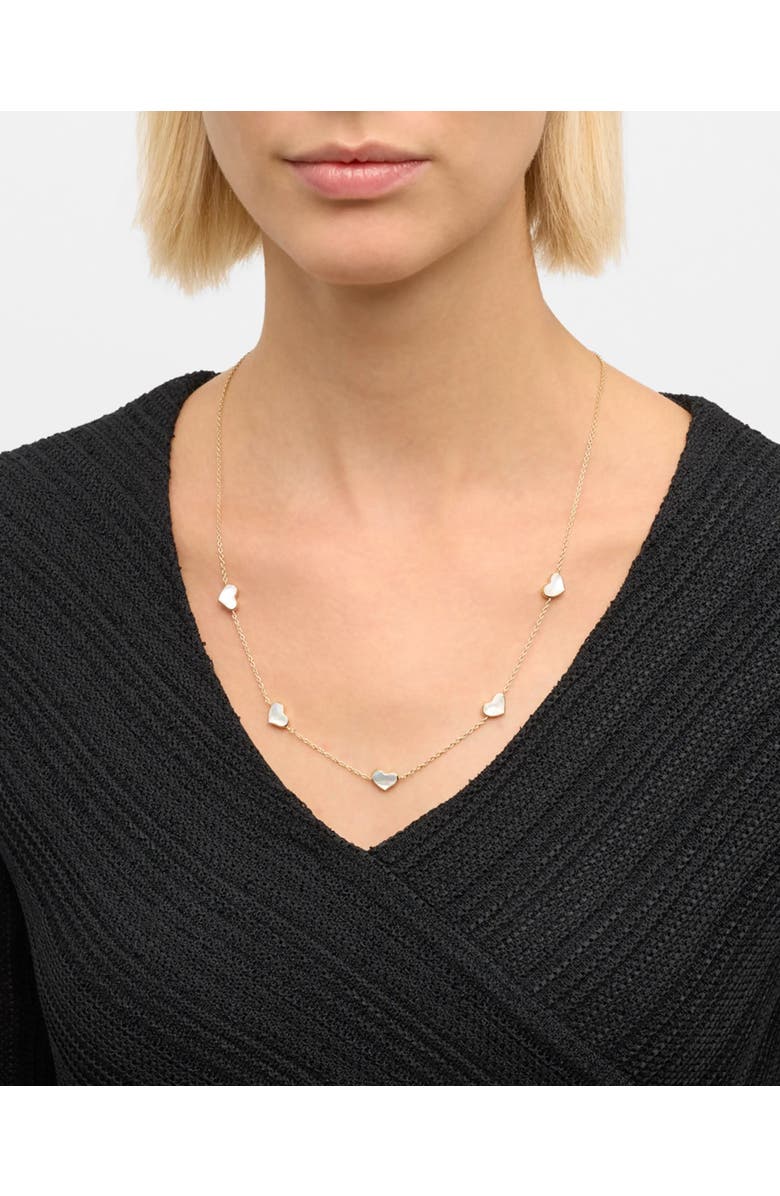 Jan Leslie Five Station Heart 30" Necklace Set In Sterling Silver With 18K Gold Overlay, Alternate, color, White