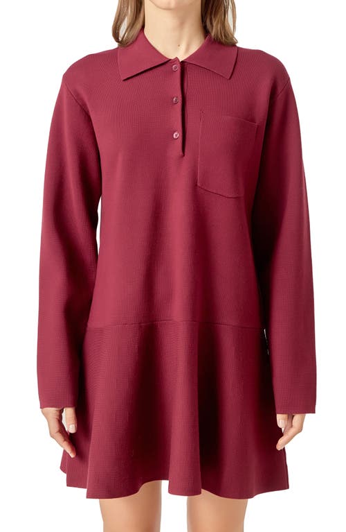 English Factory Long Sleeve Knit Minidress In Red