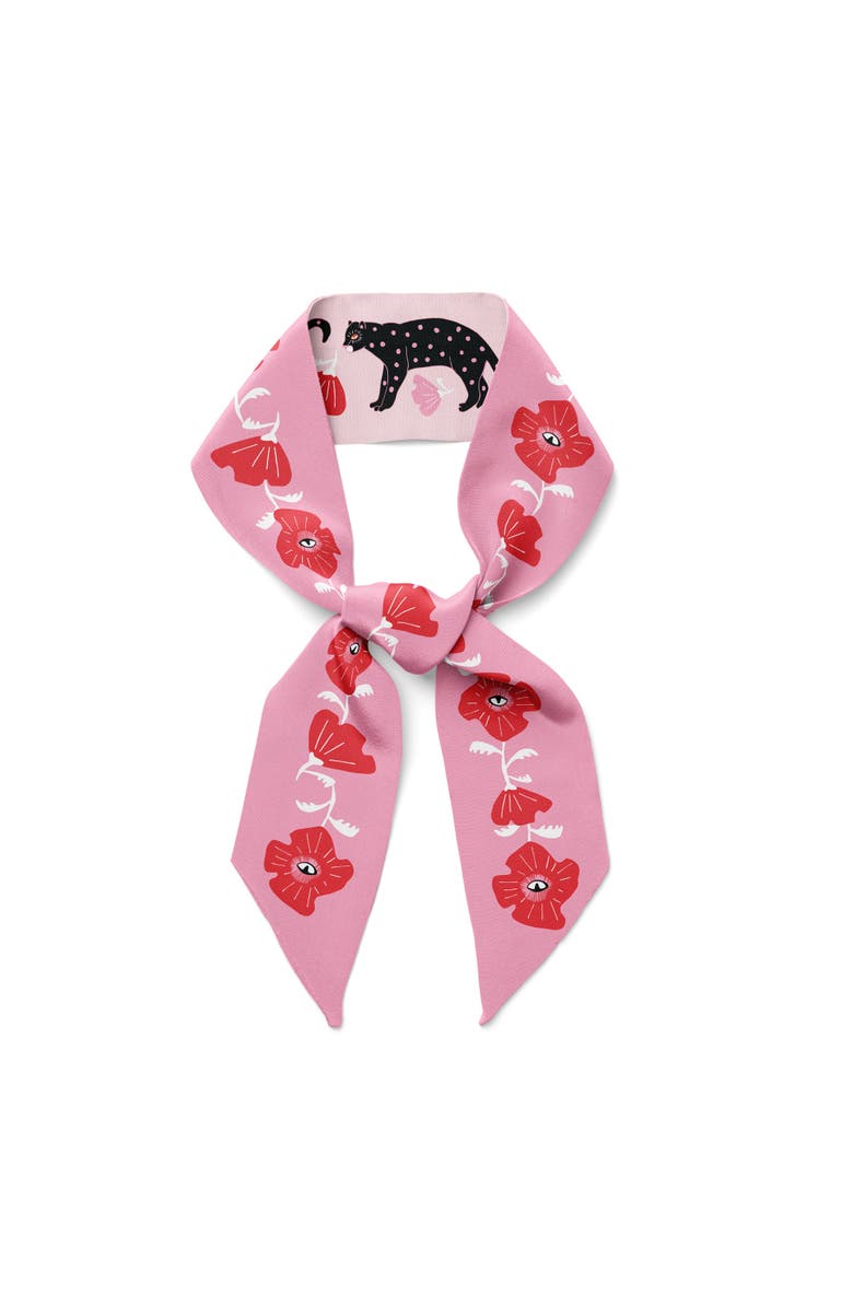 Centinelle Poppy Polka Cat Twilly Ribbon Scarf, Alternate, color, Red