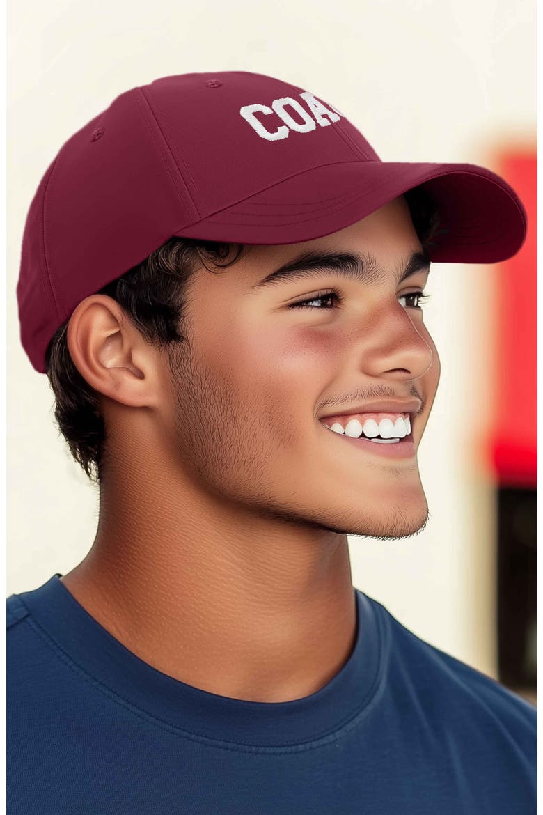 Coach Embroidered Sports Dad Cap, Alternate, color, Maroon