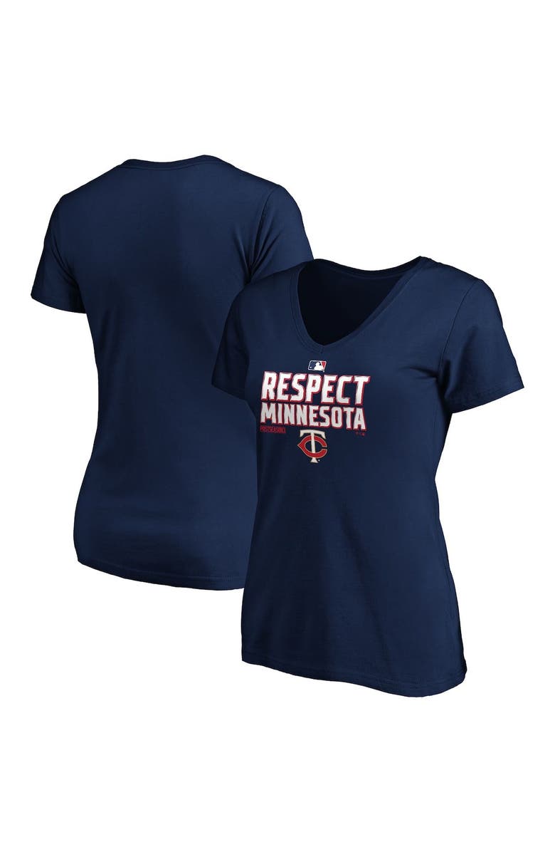 FANATICS Women's Fanatics Branded Navy Minnesota Twins 2020 Postseason Locker Room V-Neck T-Shirt, Alternate, color, 