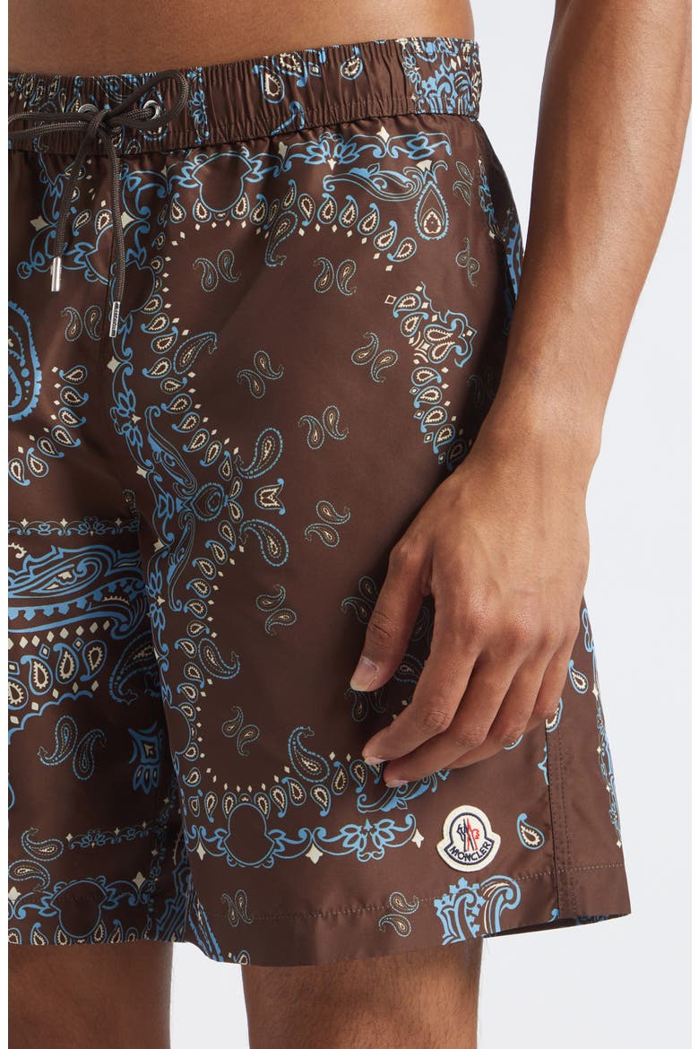 Paisley Print Swim Trunks, Alternate, color, PARSLEY BROWN/ BLUE