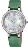 GV2 Women's Genoa Diamond Dial Leather Strap Watch, 37mm