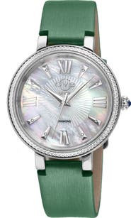 GV2 Women's Genoa Diamond Dial Leather Strap Watch, 37mm