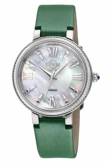 Women's Genoa Diamond Dial Leather Strap Watch, 37mm