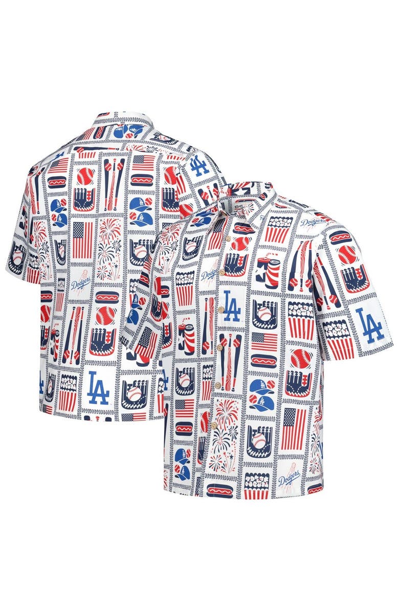 Reyn Spooner Men's Reyn Spooner White Los Angeles Dodgers Americana Button-Up Shirt, Main, color, 