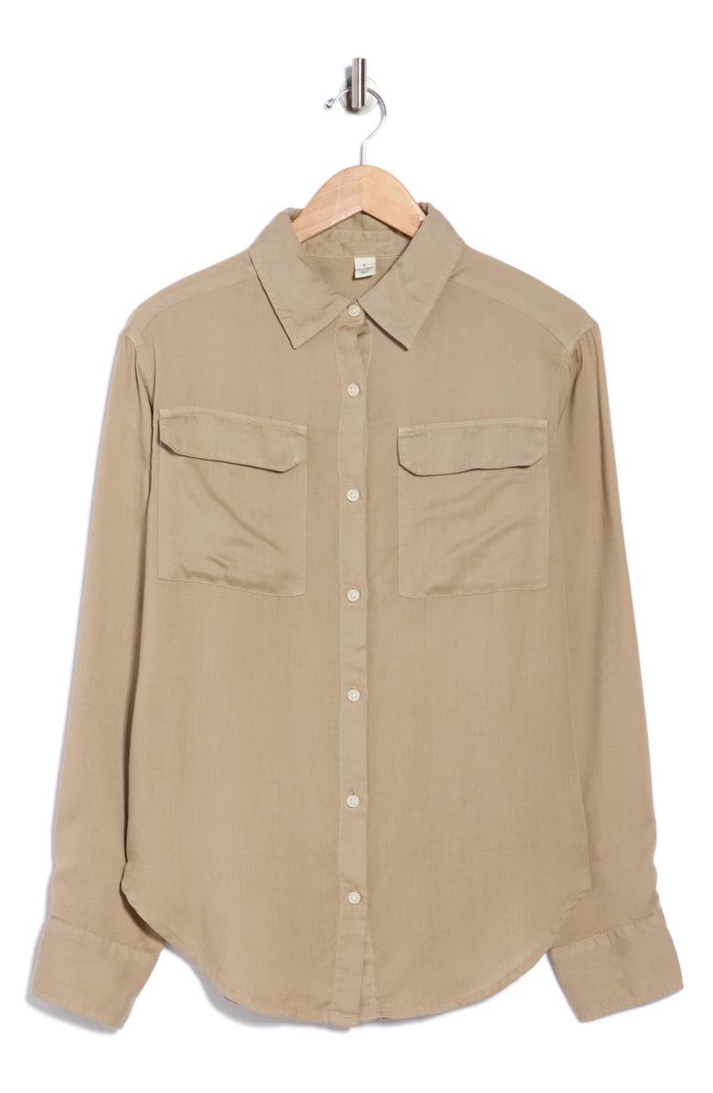 Tailor Vintage Utility Button-Up Shirt, Alternate, color, Khaki