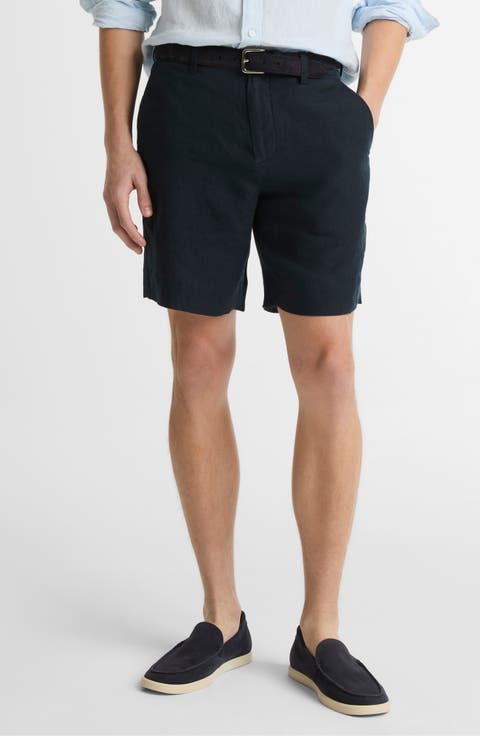 Flat Front Slub Hemp Chino Shorts