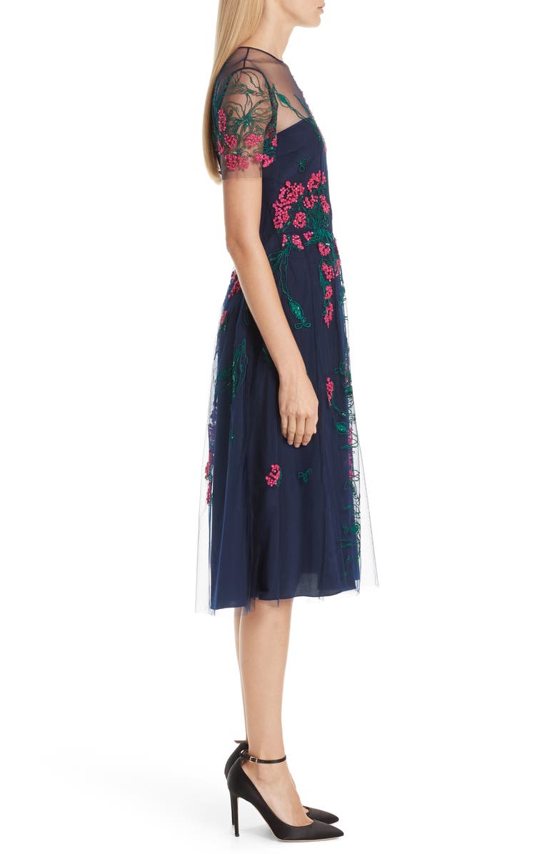 Carolina Herrera Floral Cocktail Dress, Alternate, color, 