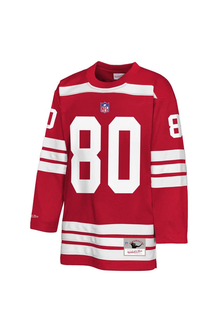 Youth Mitchell & Ness Jerry Rice Scarlet San Francisco 49ers Hockey Fashion Jersey, Alternate, color, Scarlet