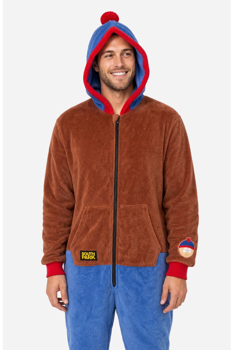South Park Stan Fleece Hooded Jumpsuit, Alternate, color, BROWN
