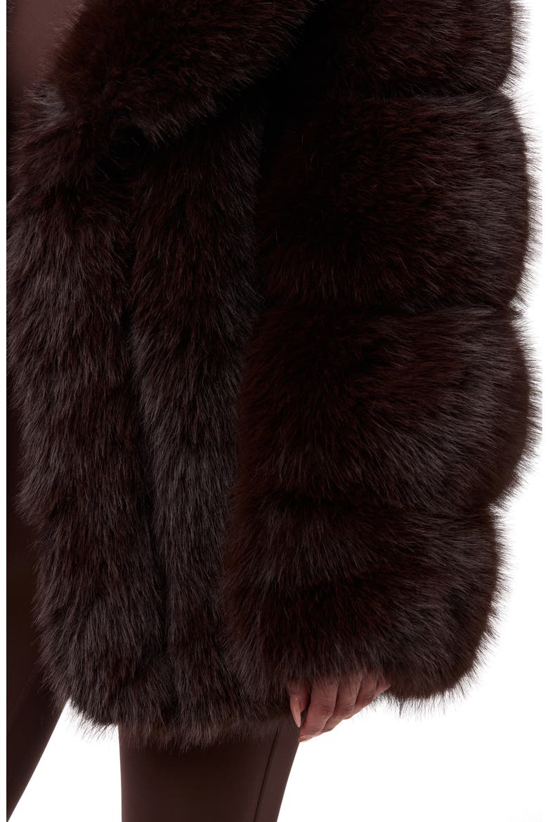 Shawl Lapel Faux Fur Coat, Alternate, color, DARK CHOCOLATE