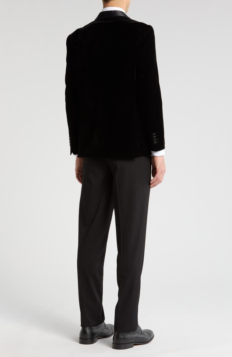 Gino Vitale Two-Piece Velvet Shawl Lapel Slim Fit Tuxedo, Alternate, color, Black