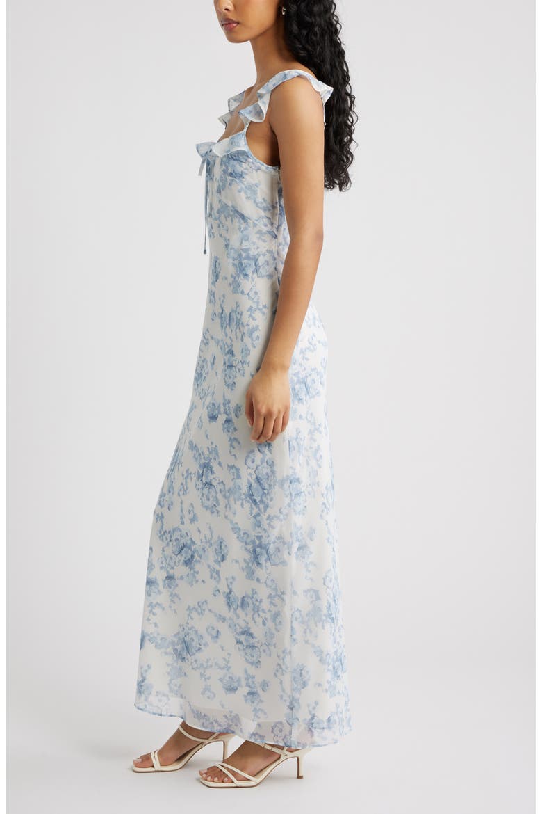 Ruffle Chiffon Maxi Dress, Alternate, color, BLUE TAPESTRY BLUR