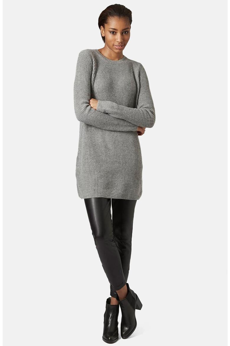 Rib Knit Sweater Dress, Alternate, color, CHARCOAL