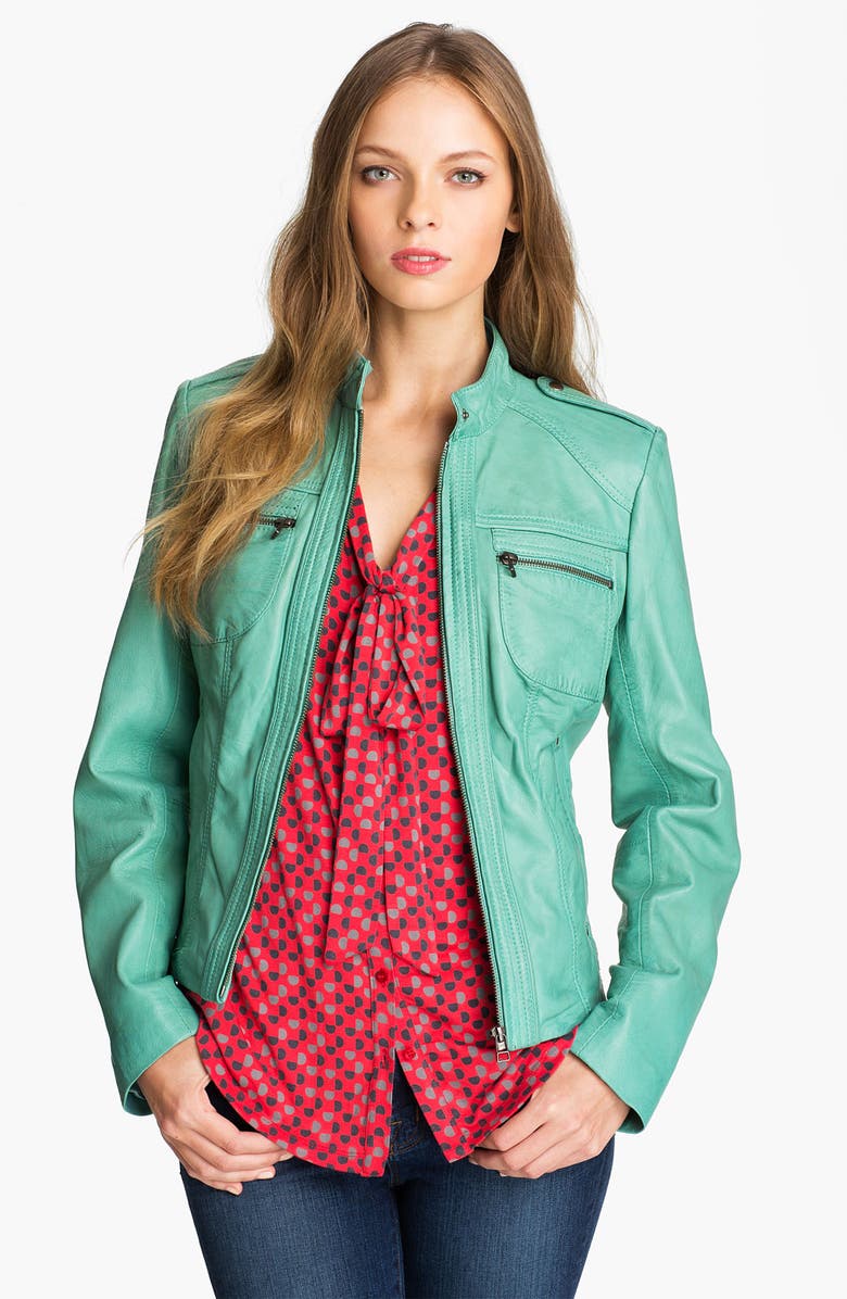 Bernardo Leather Scuba Jacket, Main, color, 